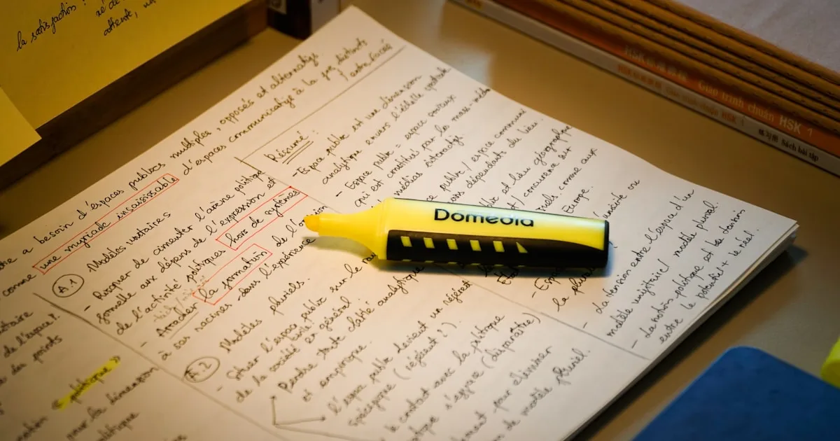 A highlighter marking key points in handwritten notes — Russian cases explained simply