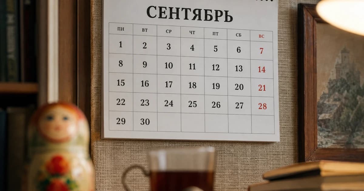 An open calendar planner — learning days of the week and months in Russian